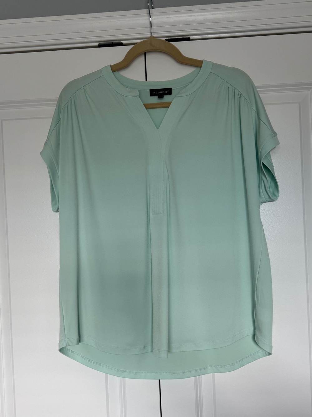 The Limited Women’s V-Neck Short Sleeve Blouse Mint Green Size XL
